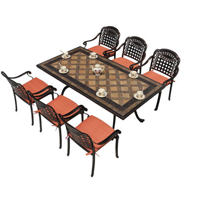 Aluminium 6 zitplaatsen Tuinmeubilair Zwart 18in 6 Persoon Patio Tafel