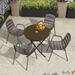 UV-bestendige ijzeren stoel ontvouwde aluminium buiten metalen tafel en stoelen