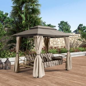 UV-bestendige luifel schommelbank Anthracite staal All Weather tuin schommelstoel