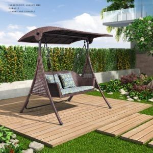 Comfortabele buitenmeubelen 3 zitplaatsen Canopy Swing Chair Tuin Patio Hangende stoel