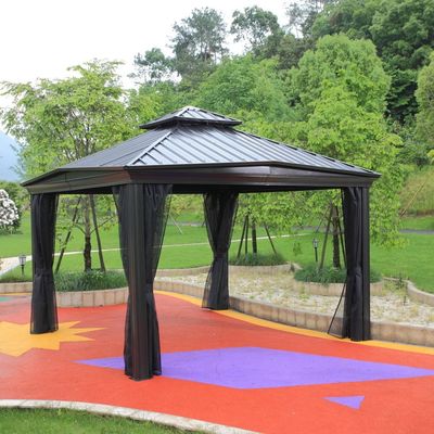 PVC-gecoate ijzeren prieel Quad Pop Up prieel met zijkanten staalframe