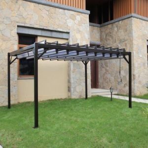 Platte tuin ijzeren prieel met PVC-gecoat metalen luifel