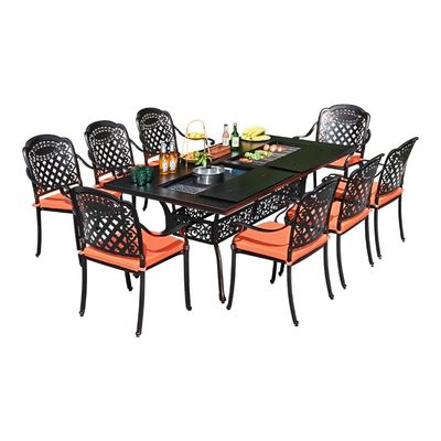 Outdoor gegoten aluminium barbecue tafel en stoelen set (zitplaatsen 2-10 personen)