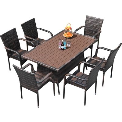 Outdoor Rattan Meubels Set Waterdicht UV-bestendige Wicker Patio Tafel En Stoelen Combinatie Voor Tuin, Terras, Hof, En Vakantie Huur Buitenruimten