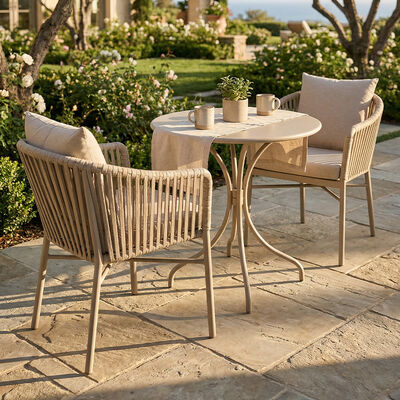 Commerciële outdoor touw Bistro Set met poedergecoate aluminium frame en weerbestendige olefin gebreide touw